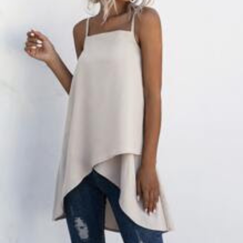 Blush Long Split Hem Tank Top